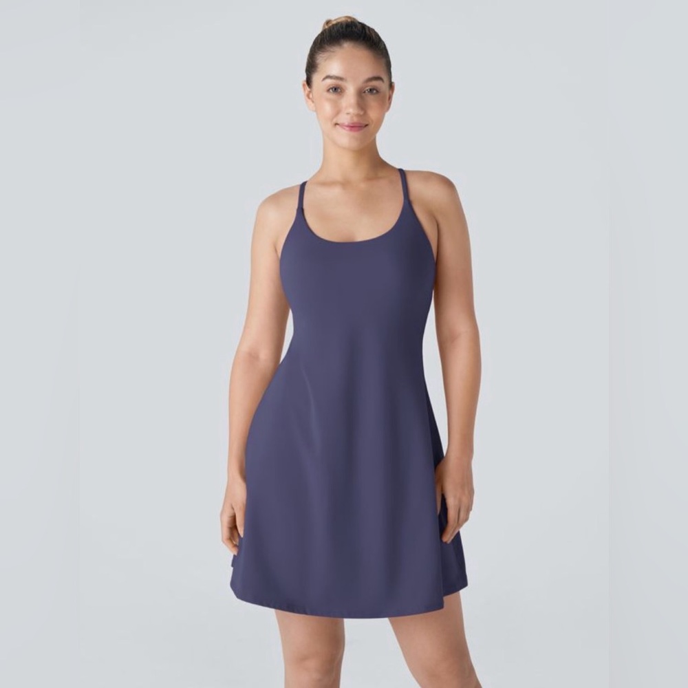 Halara Active Dress w/ Built-In Shorts & Pockets – Peacoat Blue – Size L – NWOT